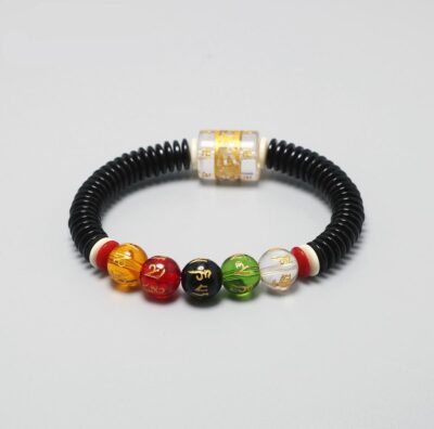 Coconut Shell Mantra Beads Bracelet 5-Elements