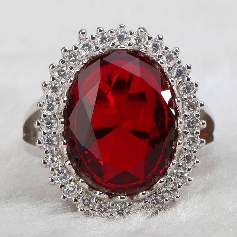 Bague Ring Sterling Silver with round shape Ruby Gemstone size 6-10