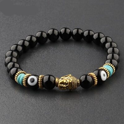 Charm Buddha and Evil Eye 8mm Natural Bright Stones Chakra Bracelets Different Colors